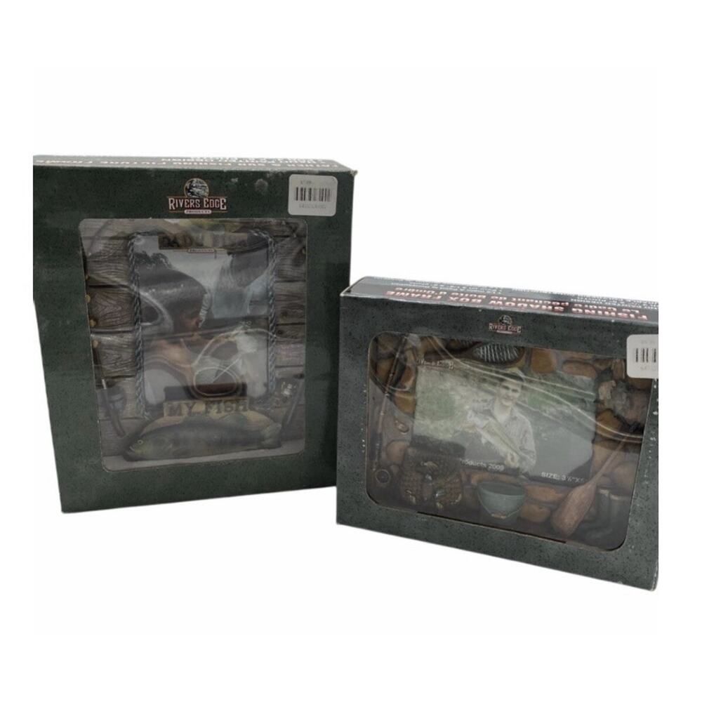 Rivers Edge Fishing Shadow Box Photo Frame 3.5x5 New in Box Father’s Day Gift